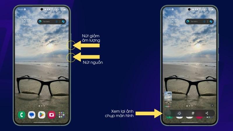 Chụp màn hình Samsung - Giữ nút nguồn và phím giảm âm lượng