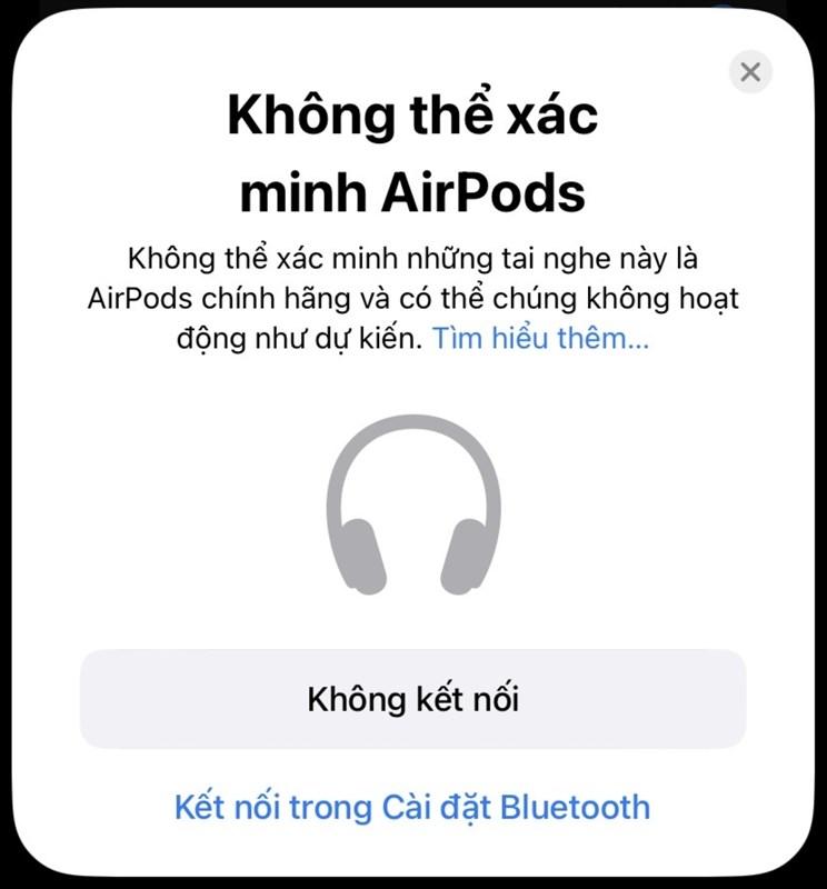 Không thể xác minh AirPods ảnh 1