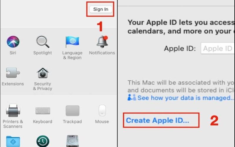 Nhấn chọn Sign In rồi chọn Create Apple ID