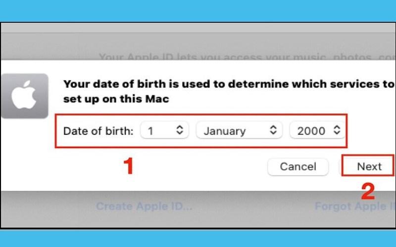 Nhập Date of birth của bạn rồi chọn Next