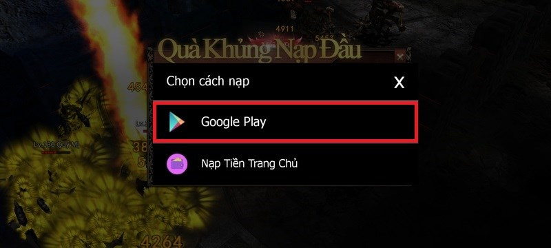 Alt: Chọn Google Play làm phương thức thanh toán