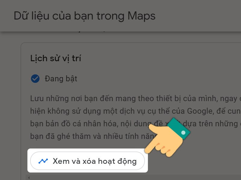 alt: Click vào "Xem và xóa hoạt động"