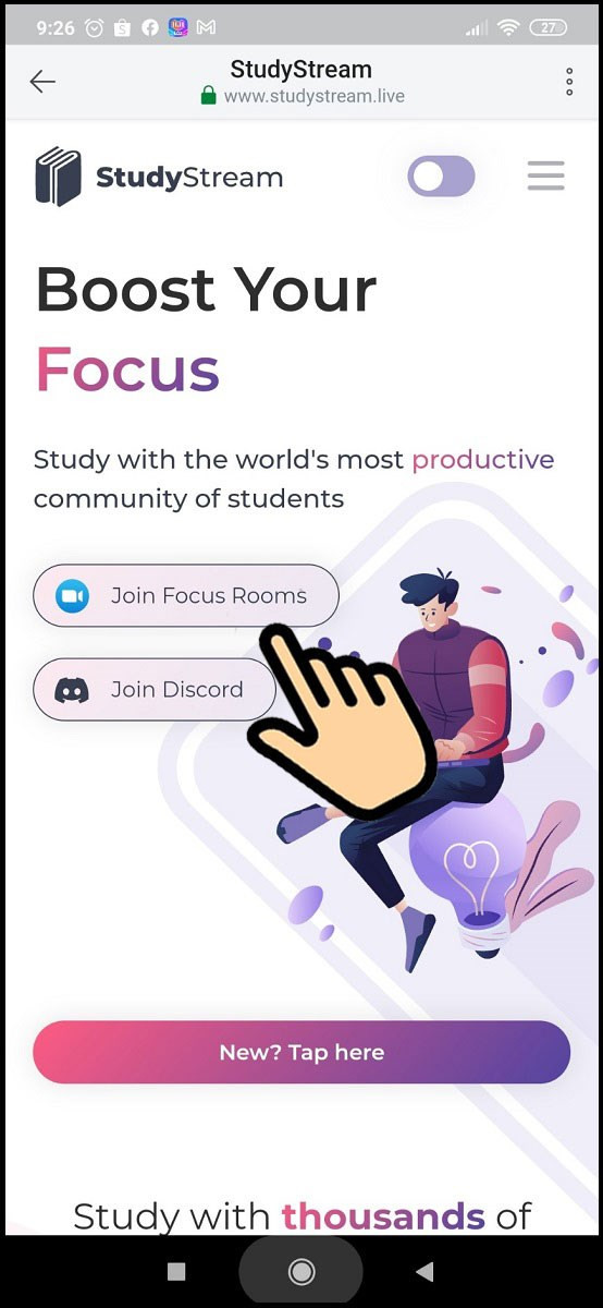 Alt: Nút Join Focus Rooms trên giao diện điện thoại.