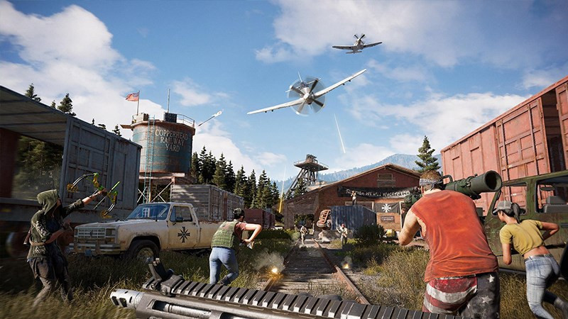 Alt text: Giao diện game Far Cry 5 hiển thị bản đồ và thông tin nhiệm vụ.