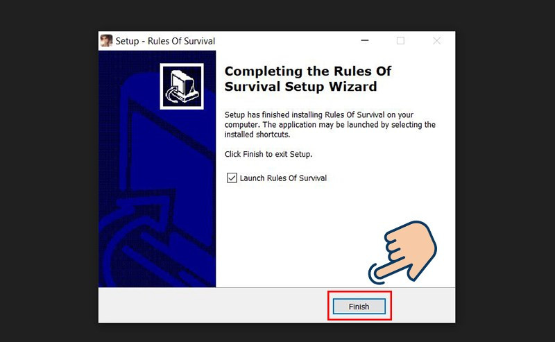 alt text: Hoàn tất cài đặt Rules of Survival