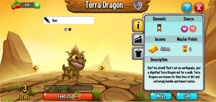 alt text: Rồng đất Terra Dragon trong Dragon City