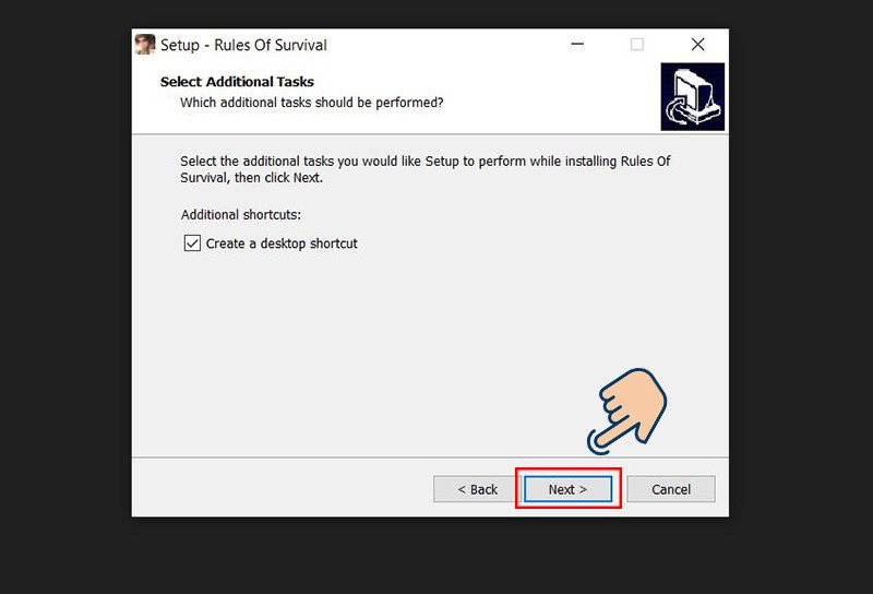 alt text: Tạo shortcut Rules of Survival trên màn hình