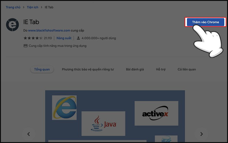 alt text: Thêm tiện ích IE Tab vào Chrome