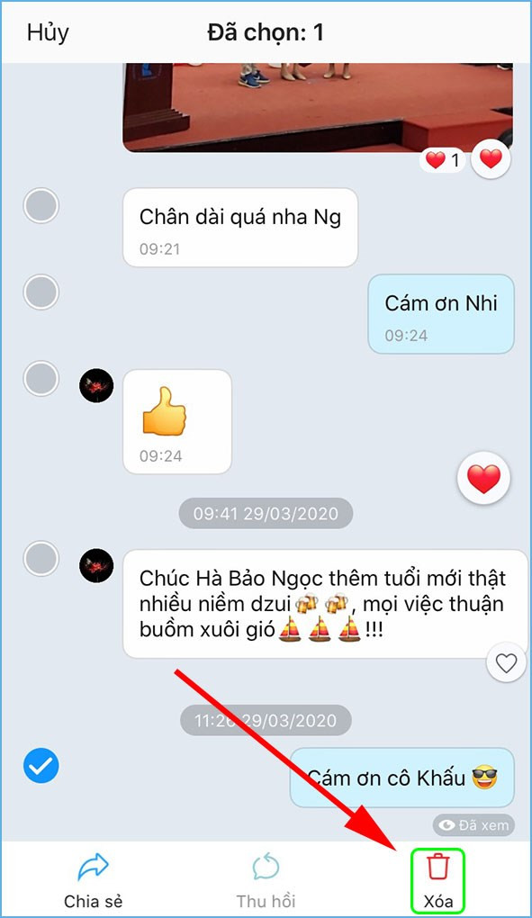 alt text: Tính năng xóa tin nhắn Zalo trên điện thoại