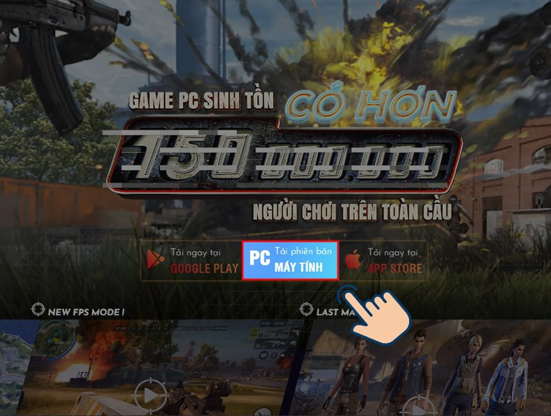 alt text: Trang chủ Rules of Survival và nút tải game