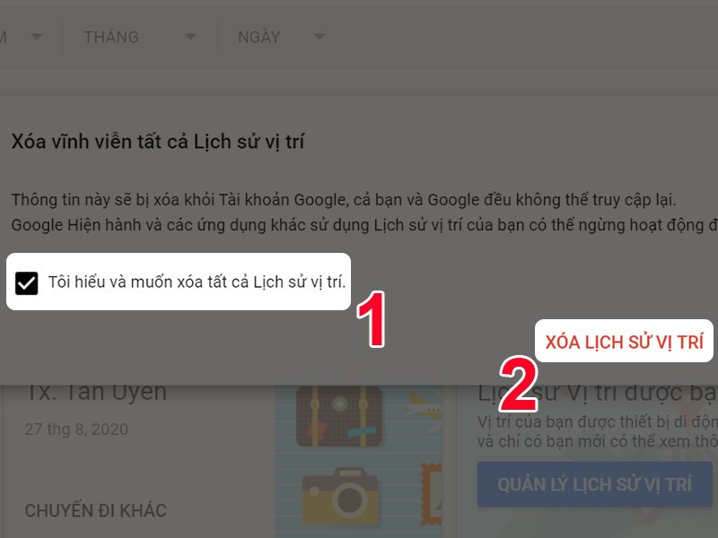 alt: Xác nhận xóa lịch sử vị trí