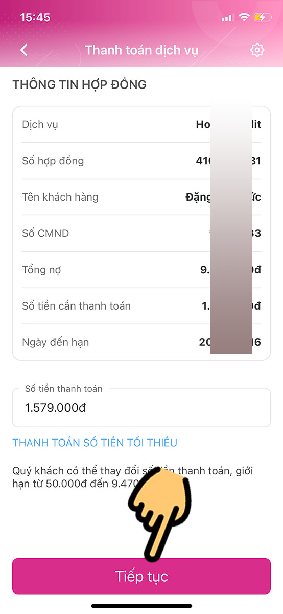 Bạn xem lại các thông tin, số tiền thanh toán