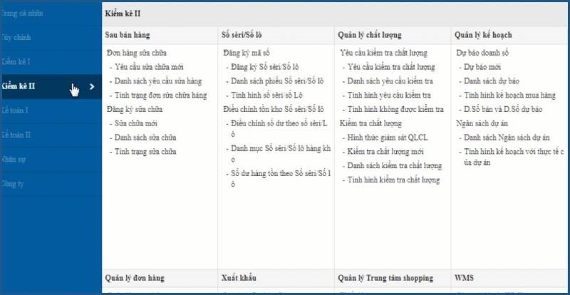 Các chức năng quản lý trên Ecount