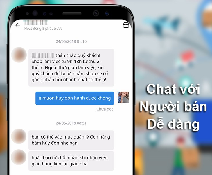  Chat với người bán trên Lazada