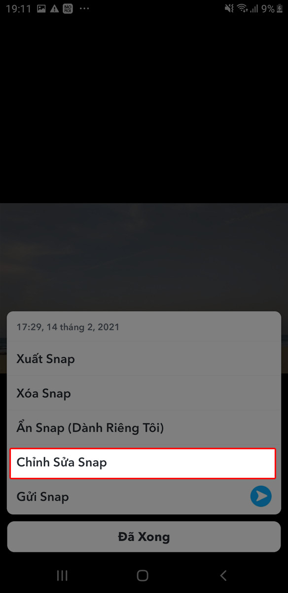 Chọn chỉnh sửa Snap