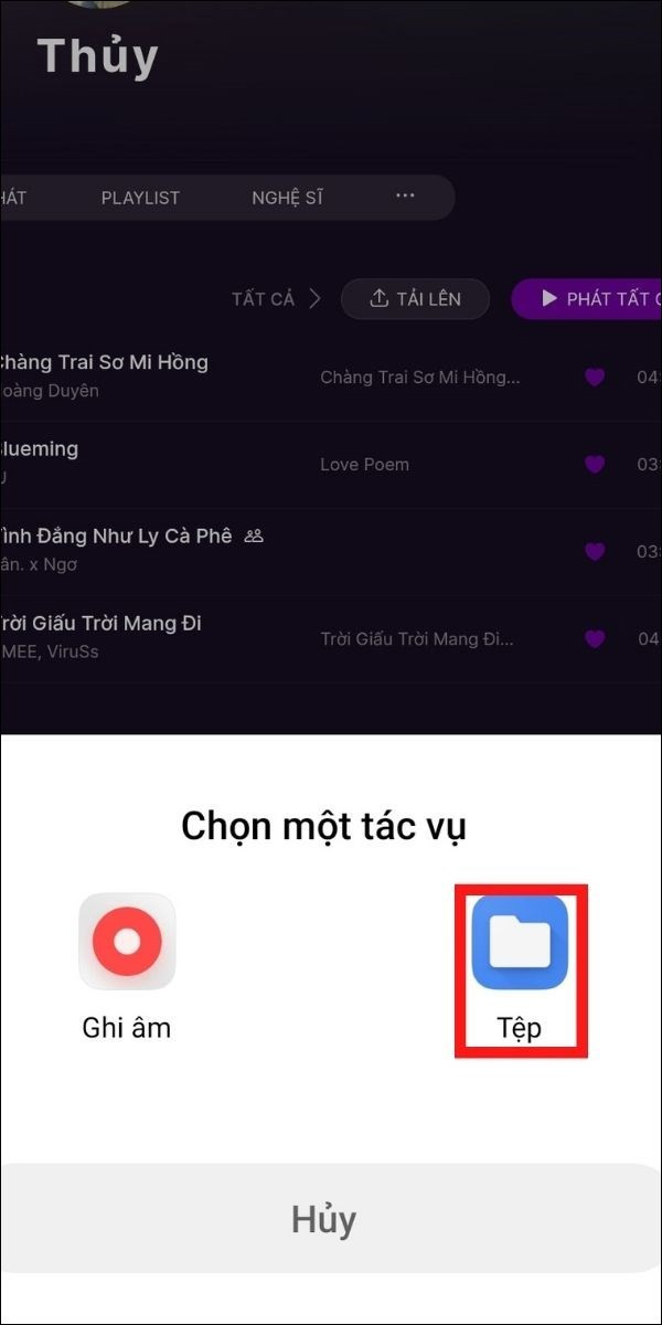 Chọn file nhạc hoặc ghi âm