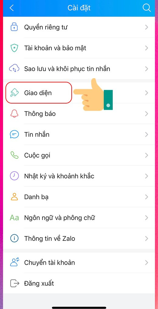 Chọn giao diện Zalo