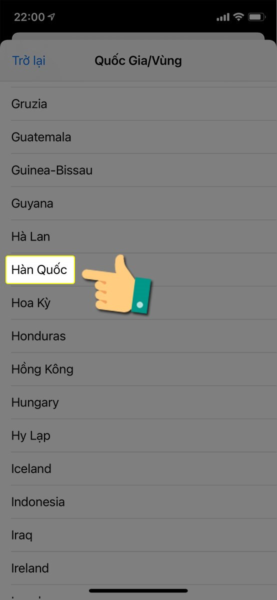 Chọn Hàn Quốc trong App Store