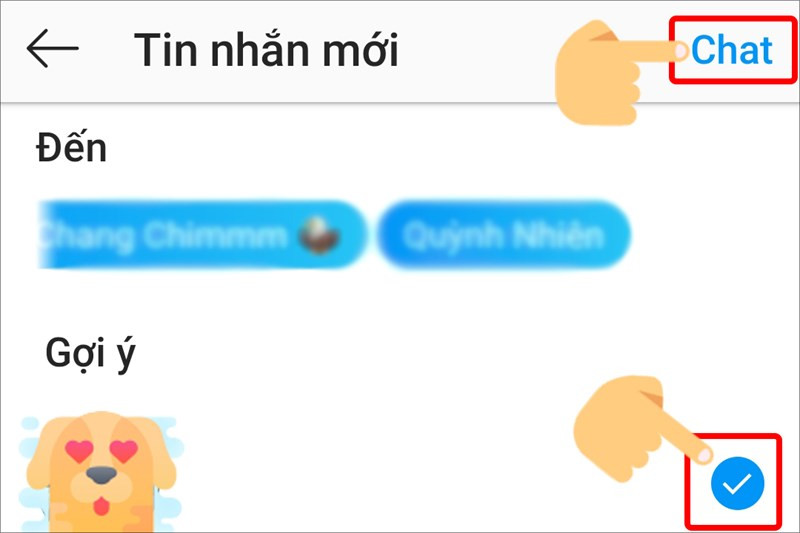 Chọn người dùng để thêm vào nhóm chat