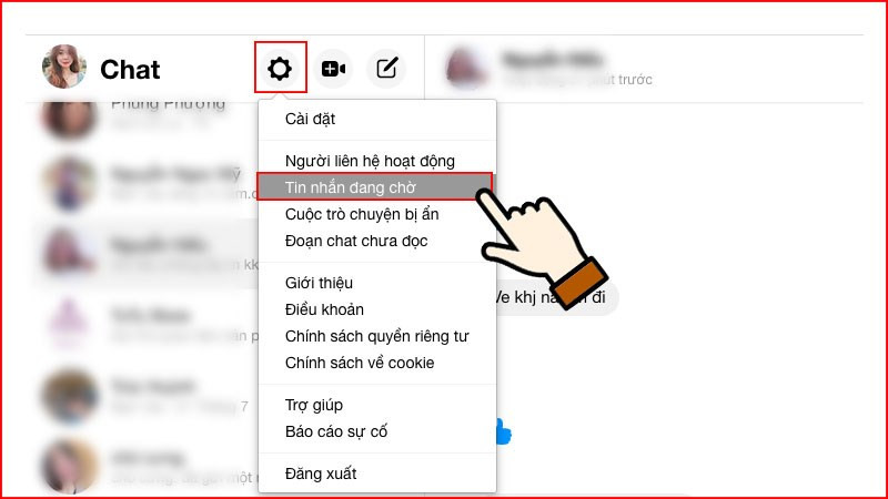 Chọn Tin nhắn đang chờ trên Messenger web