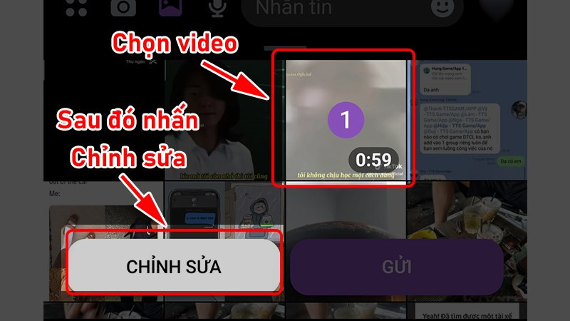 Chọn video và nhấn nút Chỉnh sửa