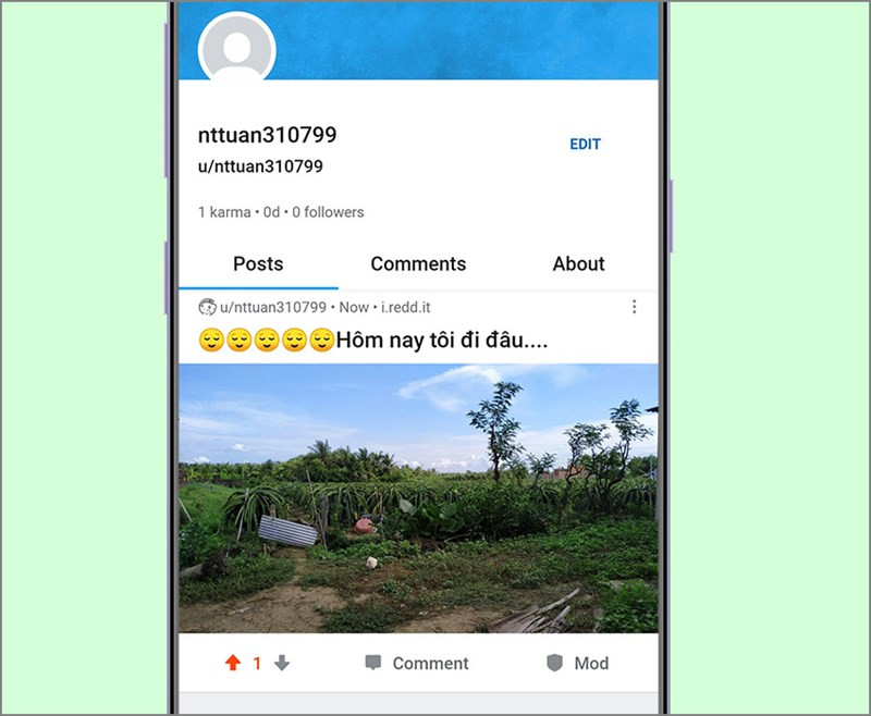 Đăng tải bài viết mới trên Reddit