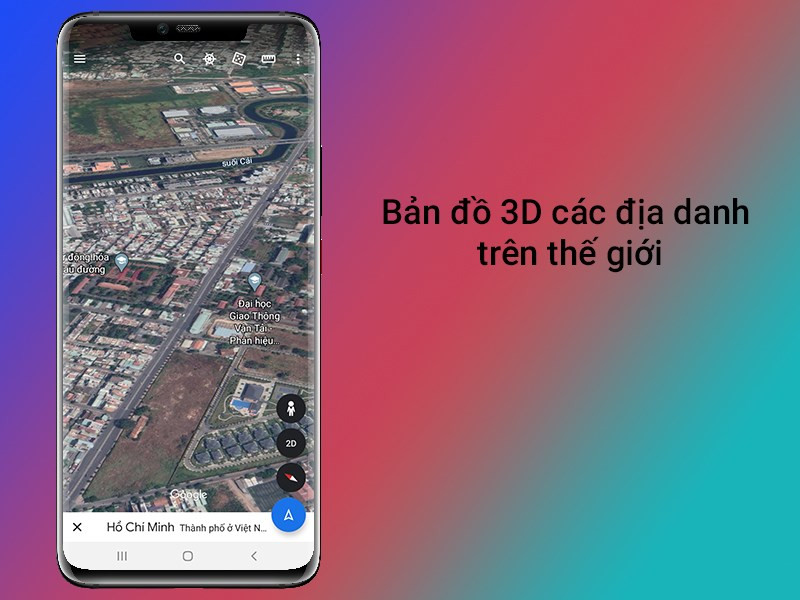 Hình ảnh 3D của một thành phố trên Google Earth