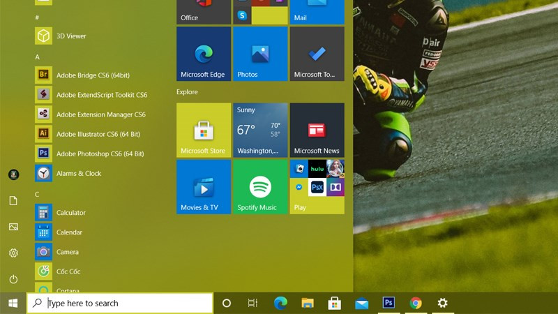 Kết quả thanh Taskbar trong suốt