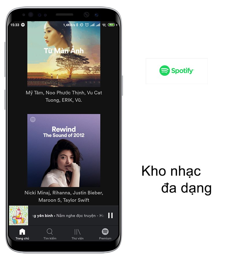 Kho nhạc đa dạng, nhiều thể loại trên Spotify