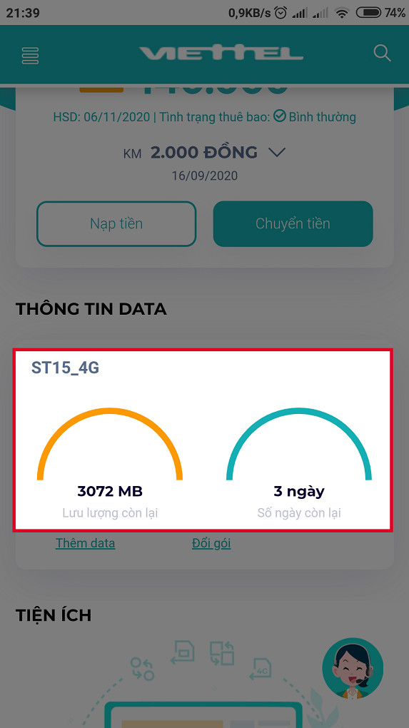 Kiểm tra data Viettel trên website