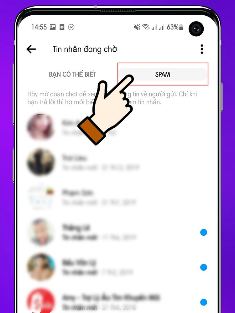 Kiểm tra tin nhắn trong mục Spam