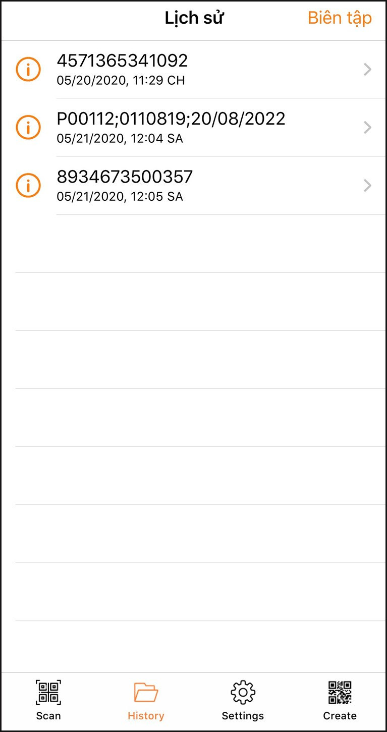 Lịch sử quét mã
