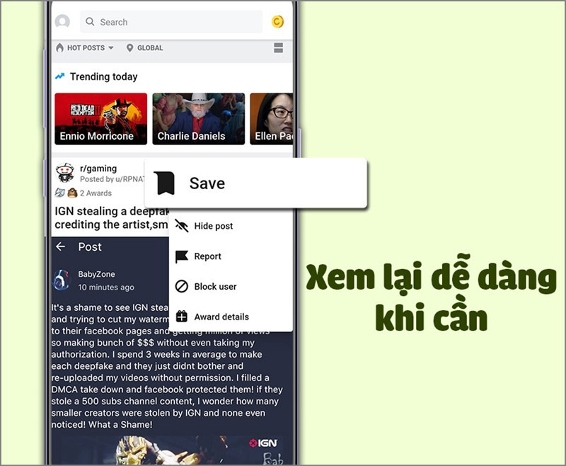 Lưu trữ bài viết yêu thích trên Reddit