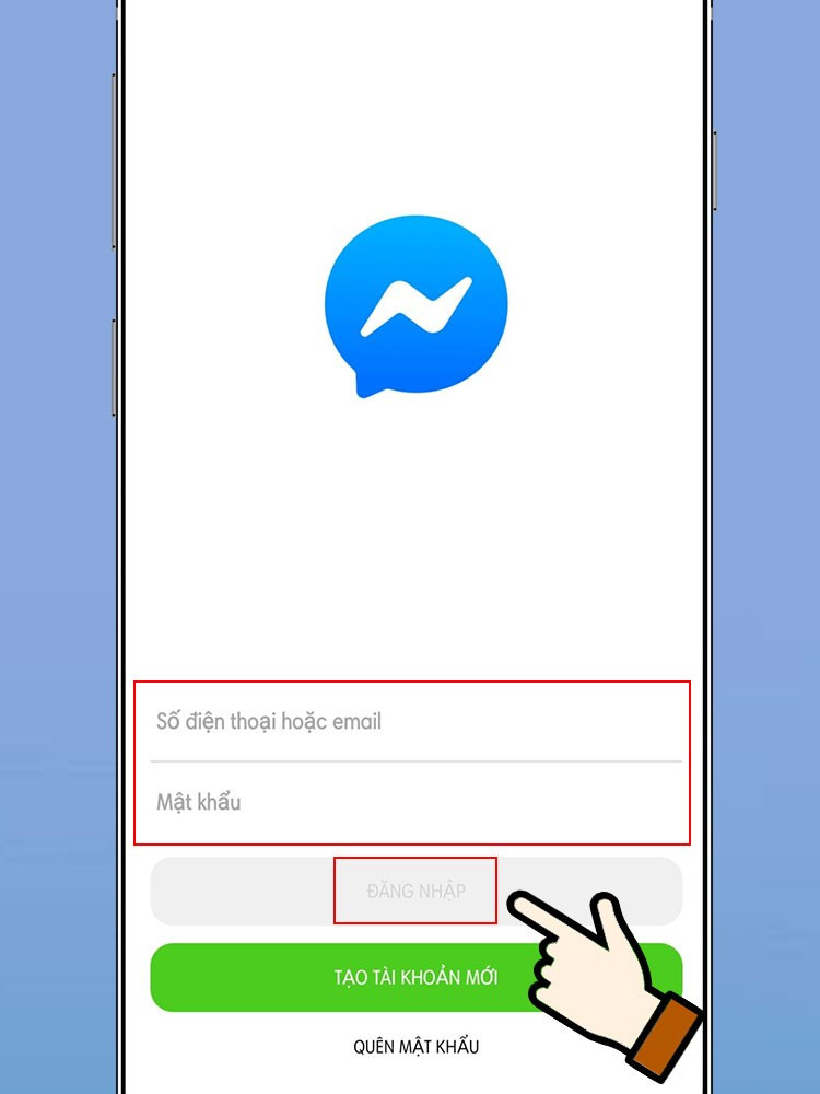 Mở ứng dụng Messenger và đăng nhập lại