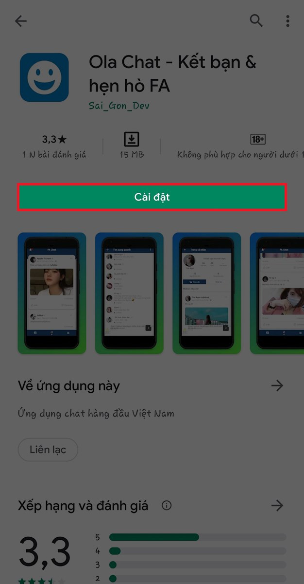 Nhấn Cài đặt Ola Chat