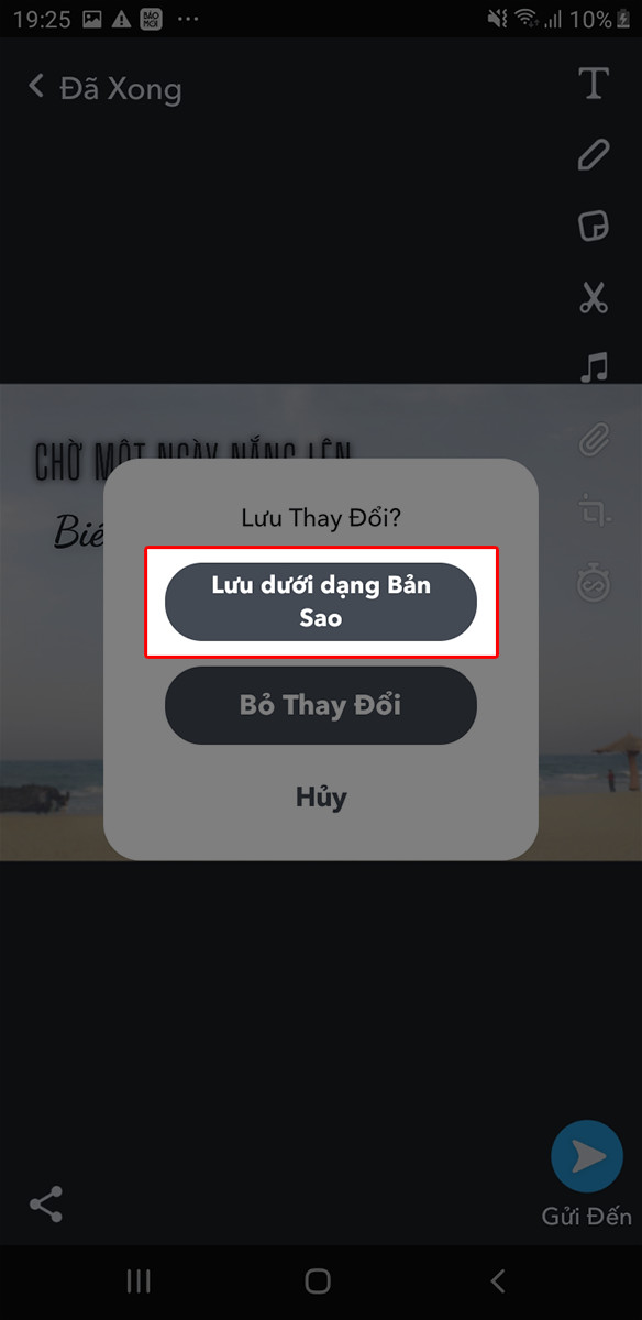 Nhấn lưu dưới dạng bản sao để lưu vào album ảnh trên Snapchat