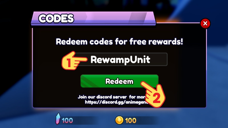 Nhập code và nhấn Redeem