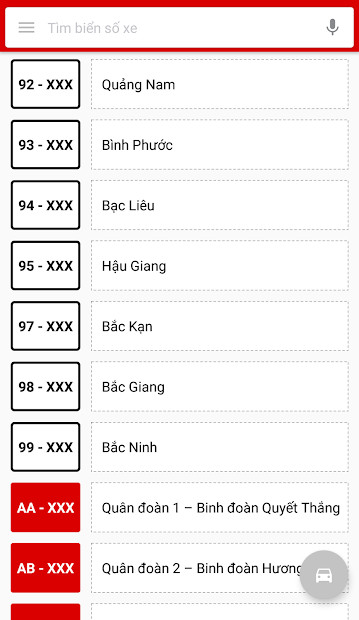 Screenshots Biển số xe - Ứng dụng tra cứu biển số xe máy, ô tô toàn quốc