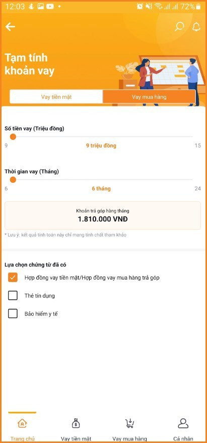 Screenshots SHB Finance - Hỗ trợ vay tiền mặt, vay mua hàng trả góp của SHB