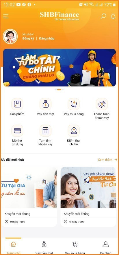 Screenshots SHB Finance - Hỗ trợ vay tiền mặt, vay mua hàng trả góp của SHB