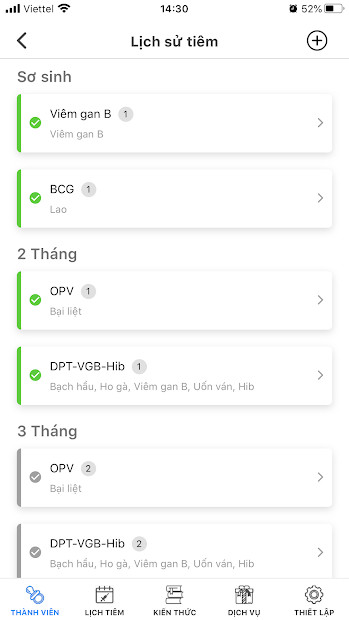Screenshots Sổ tiêm chủng gia đình: Quản lý lịch tiêm chủng