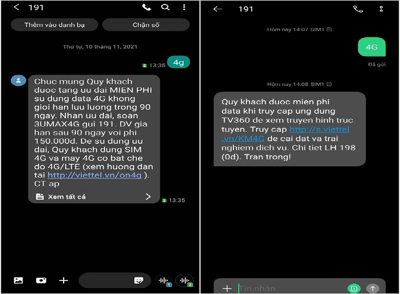 Soạn tin nhắn nhận 4G Viettel