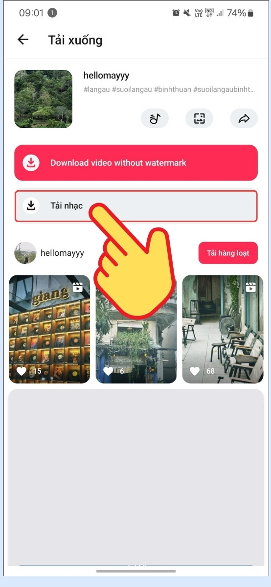 Tải nhạc Tiktok bằng Ahatik Downloader