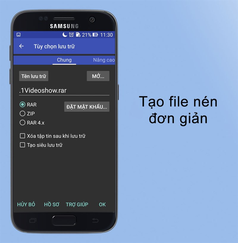 Tạo file n&eacute;n đơn giản tr&ecirc;n ứng dụng RAR- Tr&igrave;nh tạo file n&eacute;n, giải n&eacute;n cho Android