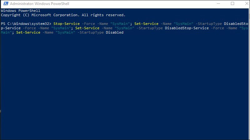 Tắt Superfetch bằng PowerShell