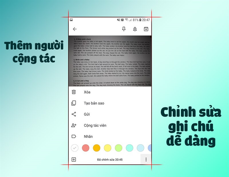 th&ecirc;m người cộng t&aacute;c v&agrave; chia sẻ ghi ch&uacute;