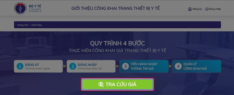 Truy cập Quản lý trang thiết bị y tế