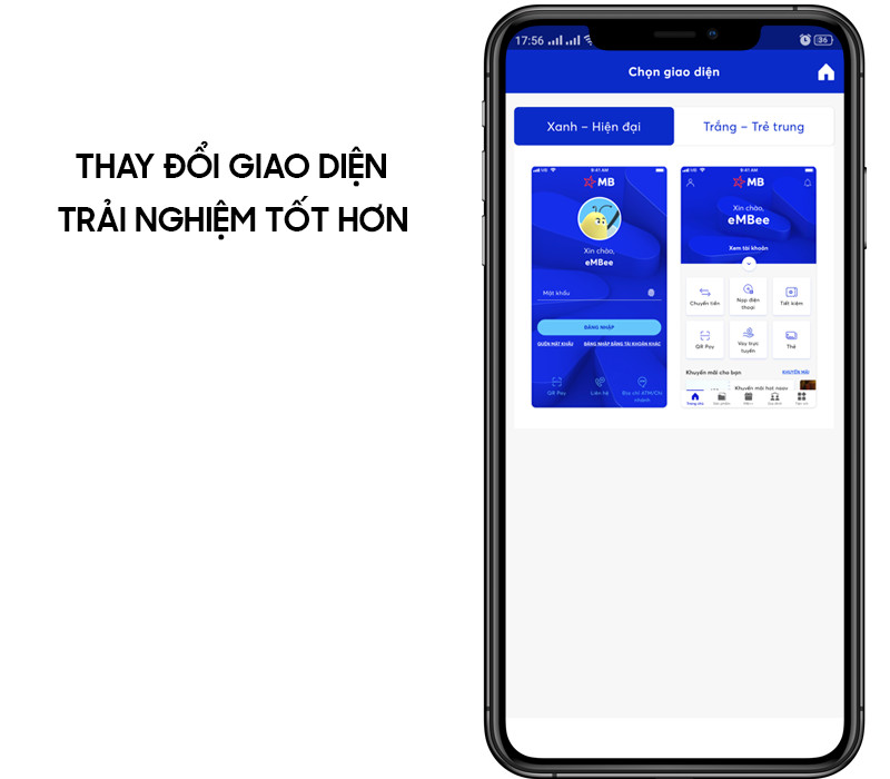 Tùy chỉnh giao diện MB Bank