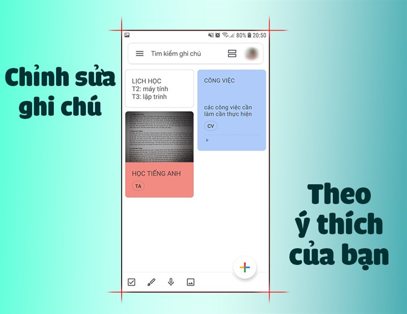 t&ugrave;y biến c&aacute;c ghi ch&uacute; theo &yacute; th&iacute;ch