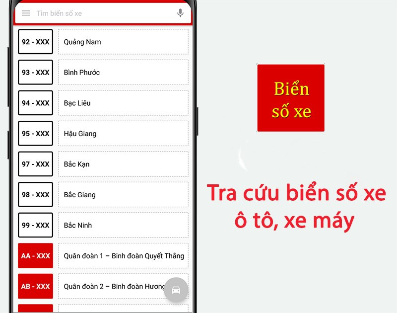 Ứng dụng Biển số xe